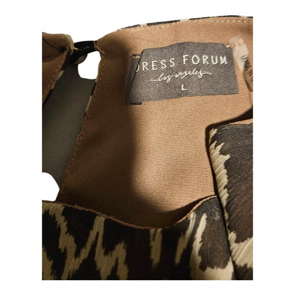 Dress Forum Large Brown and Beige Animal Print Long Sleeve Mini Dress - Picture 4 of 10